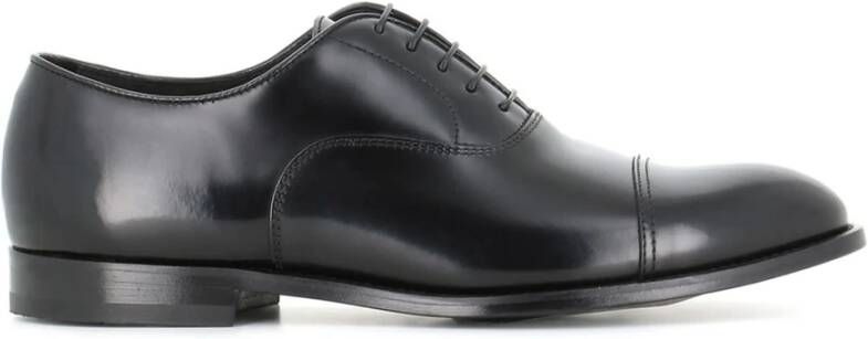 Doucal's Zwarte leren Oxford veterschoenen Black Heren