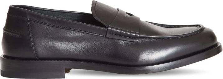 Doucal's Zwarte Leren Penny Moccasins Loafer Black Heren