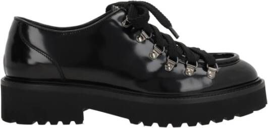 Doucal's Zwarte leren veterschoenen Black Dames