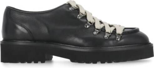 Doucal's Zwarte Leren Veterschoenen Black Dames