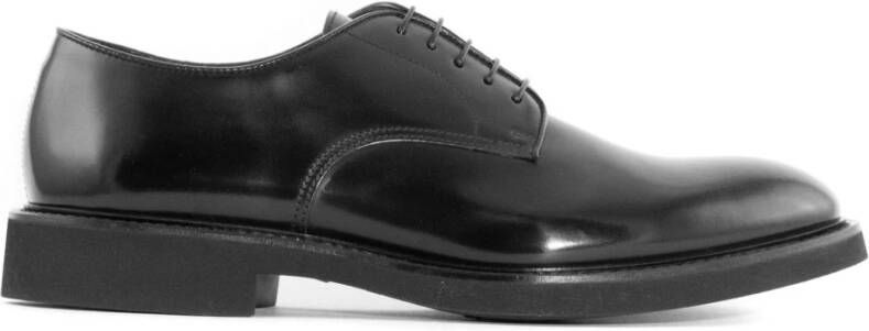 Doucal's Zwarte Leren Veterschoenen Derby Black Heren