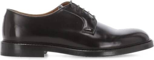 Doucal's Zwarte Leren Veterschoenen Ronde Neus Black Heren