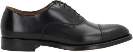 Doucal's Zwarte Oxford Leren Platte Schoenen Black Heren