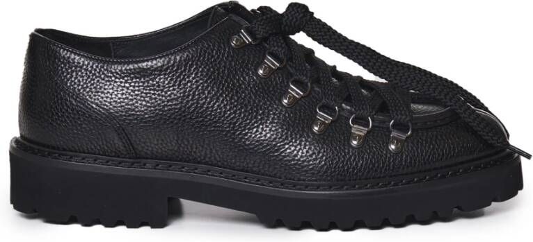 Doucal's Zwarte Veterschoenen met Platte Zool Black Heren