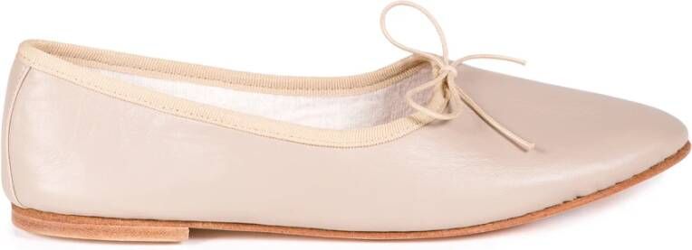 Douuod Woman Ballerina Schoenen Ronde Neus Italiaans Leer Beige Dames