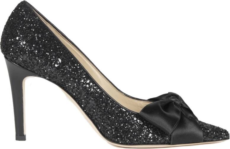 Douuod Woman Glitter puntige neus pumps met strik Black Dames