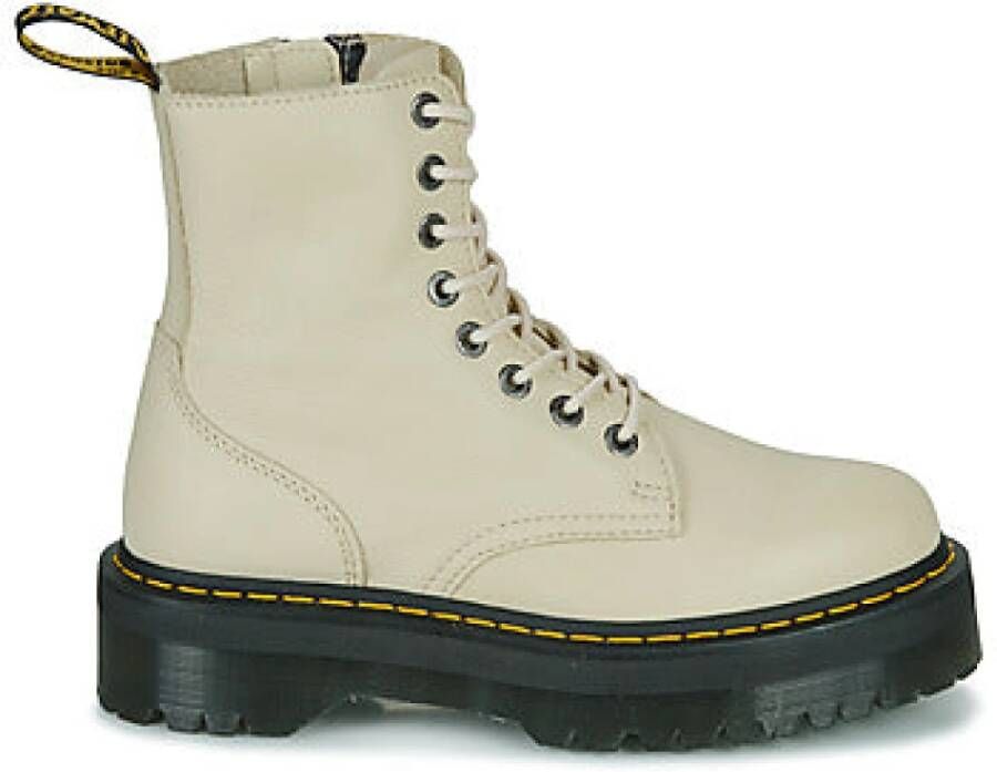 Dr. Martens Beige Leren Enkellaarzen met Dubbele Sluiting Beige Dames