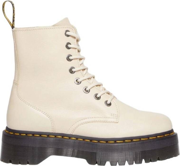 Dr. Martens Beige Leren Enkellaarzen met Dubbele Sluiting Beige Dames