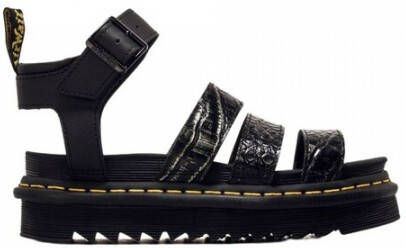 Dr. Martens Zwarte platte sandalen met krokodillenprint Black Dames