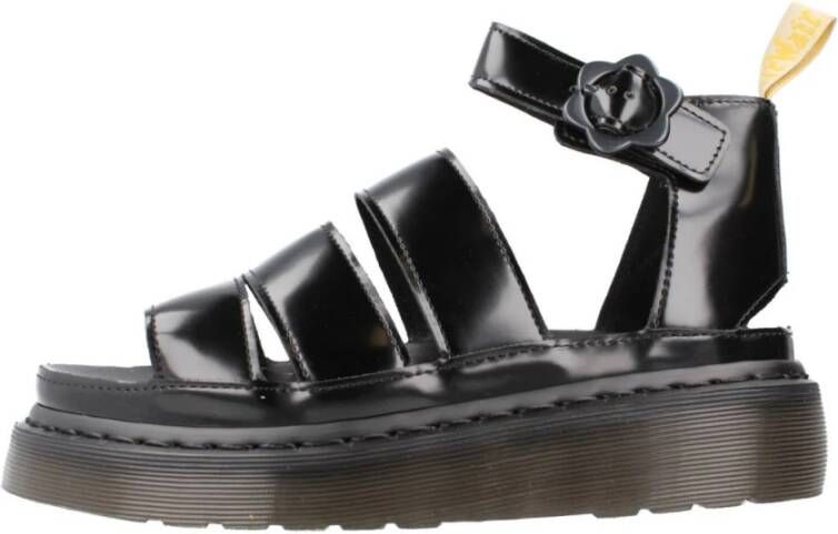 Dr. Martens Bloemen Platte Sandalen voor Vrouwen Black Dames