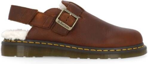 Dr. Martens Bruine Leren Platte Schoenen met Velcro Brown Dames