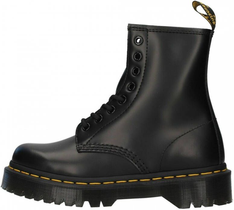 Dr. Martens Zwarte Leren Platformlaars met Decoratieve Stiksels Black Dames