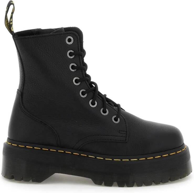 Dr. Martens Gegraind Pisa Leren Gevechtslaarzen Black Dames