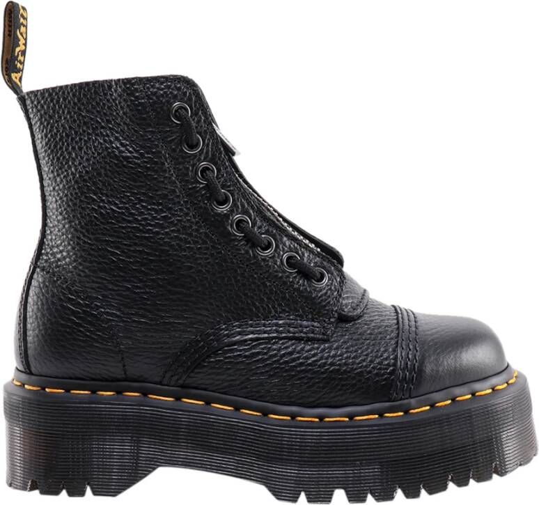 Dr. Martens Gehamerde Leren Enkellaarzen Zwart Dames