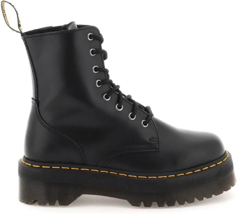 Dr. Martens Gepoetst gladleren gevechtslaarzen Black Dames