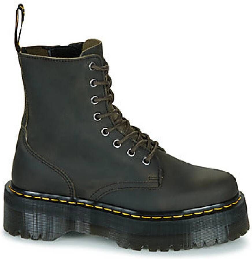 Dr. Martens Houtskool Grijs Gebrand Wasachtig Aantrek Laarzen Brown Dames