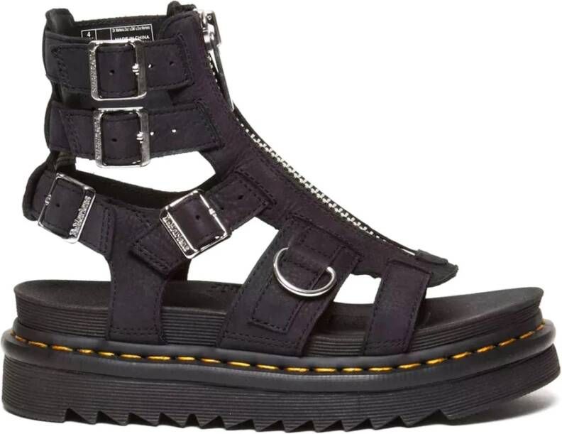 Dr. Martens Houtskoolgrijze Olson Sandalen met Rits Black Dames