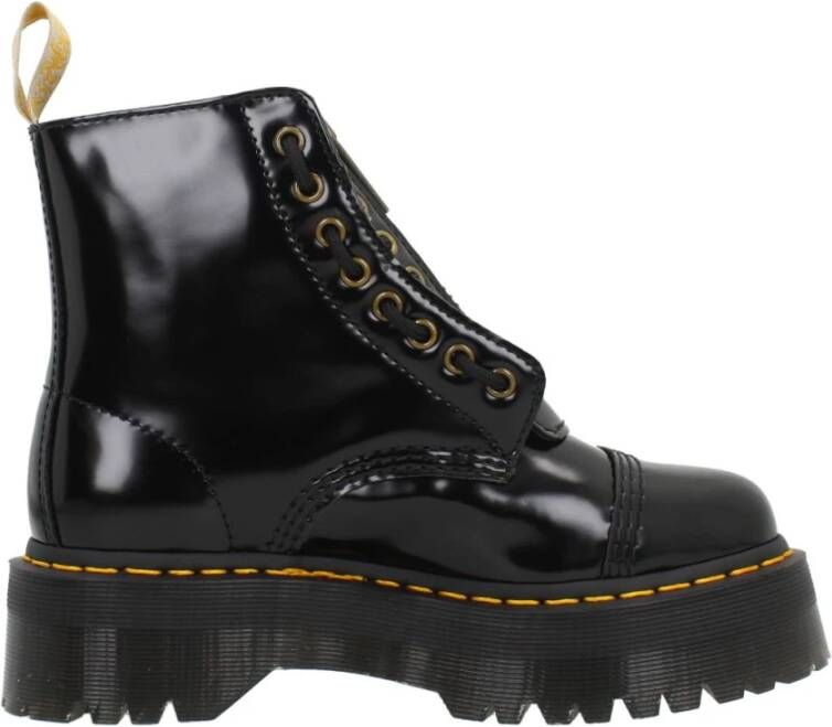 Dr. Martens Vegan Enkellaarzen met Glanzende Afwerking Black Dames