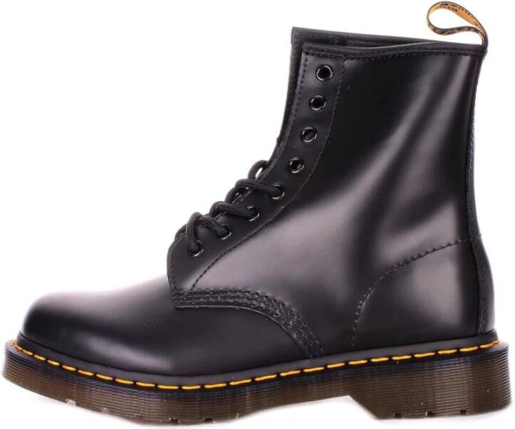 Dr. Martens Leren Logo Laarzen Rubberen Zool Black Dames