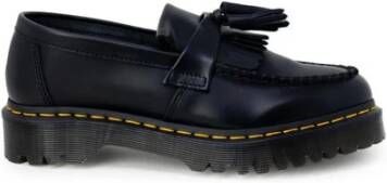 Dr. Martens Zwarte leren platte schoenen met kwastdetail Black Heren