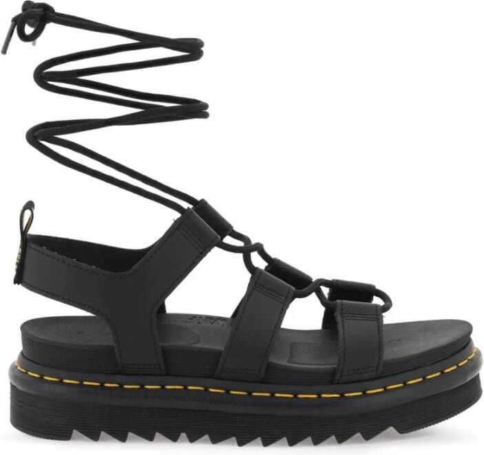 Dr. Martens Nartilla Hydro Leren Gladiator Sandalen Black Dames