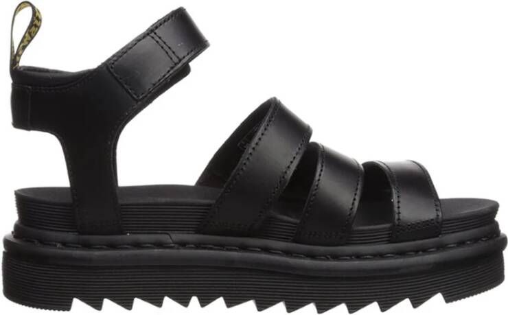 Dr. Martens Zwarte Leren Sandalen met Verstelbare Enkelband Black Dames