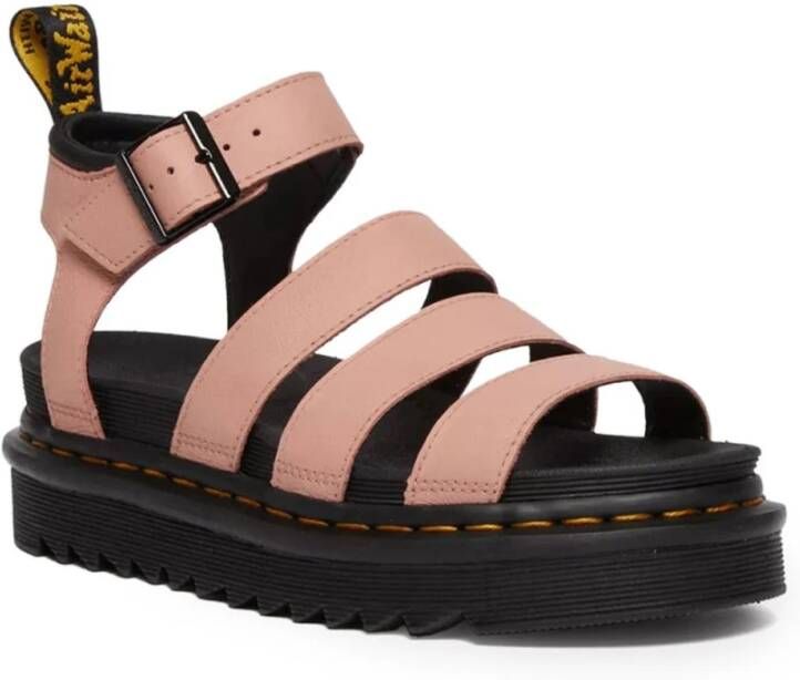 Dr. Martens Roze Leren Gesp Sandalen Open Teen Pink Dames