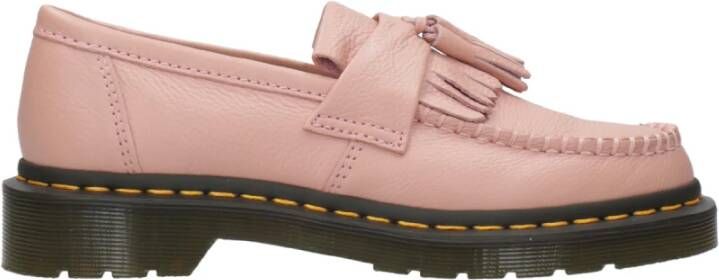 Dr. Martens Perzikkleurige leren mocassin met franjes Beige Dames