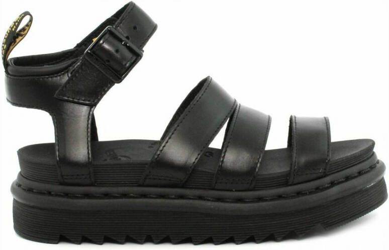 Dr. Martens Zwarte Leren Sandalen met Verstelbare Enkelband Black Dames