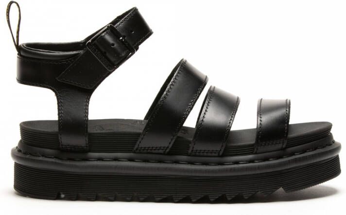 Dr. Martens Zwarte Leren Sandalen met Verstelbare Enkelband Black Dames