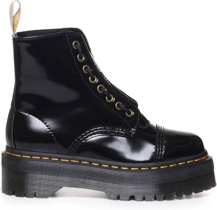 Dr. Martens Vegan Enkellaarzen met Glanzende Afwerking Black Dames