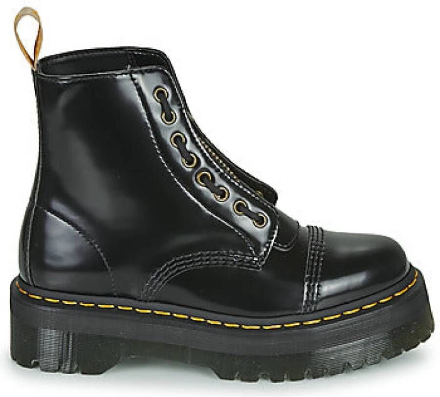 Dr. Martens Vegan Enkellaarzen met Glanzende Afwerking Black Dames