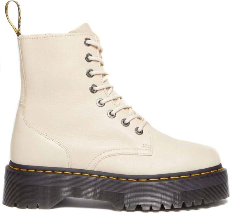 Dr. Martens Beige Leren Enkellaarzen met Dubbele Sluiting Beige Dames