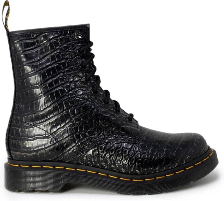 Dr Martens 1460 Wild Croc Leather Lace Up Boots Dr. Martens Zwart Dames