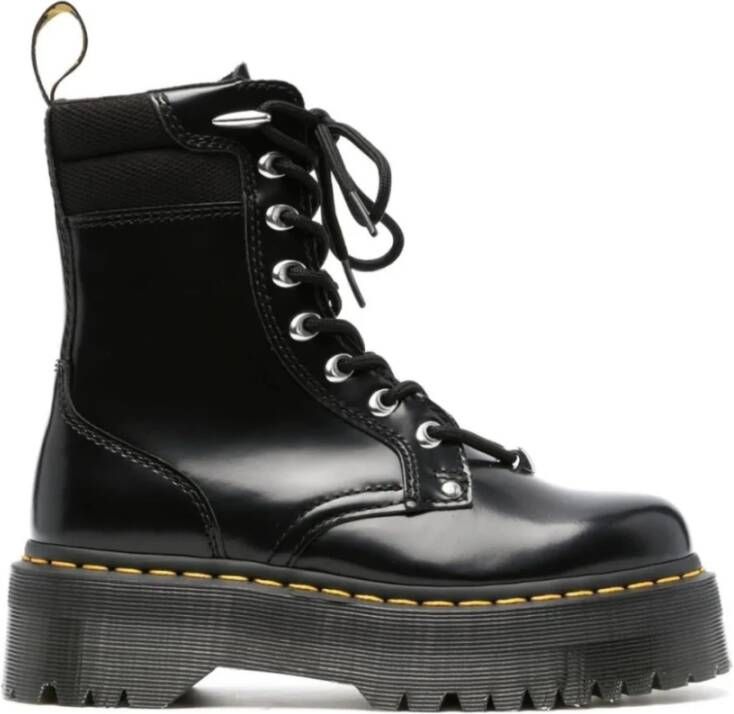 Dr. Martens Leren Enkellaarzen Street Style Rubberen Zool Vetersluiting Black