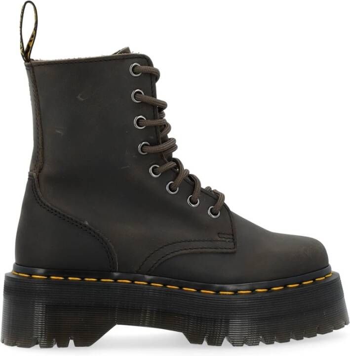 Dr. Martens Zwarte Distressed Leren Veterschoenen Gray Dames