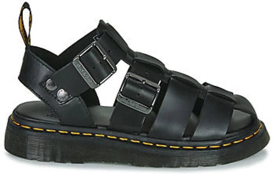 Dr. Martens Zwarte Leren Platte Sandalen Gryphon Brando Black