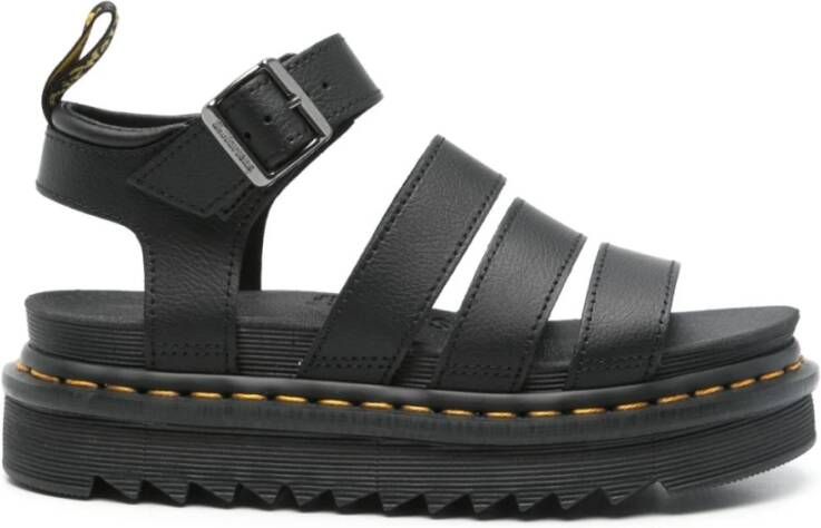 Dr. Martens Zwarte Gesp Sandalen Plateauzool Black Dames