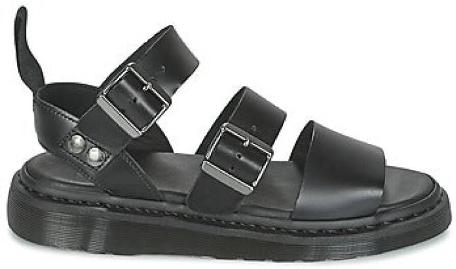 Dr. Martens Zwarte Leren Platte Sandalen Gryphon Brando Black