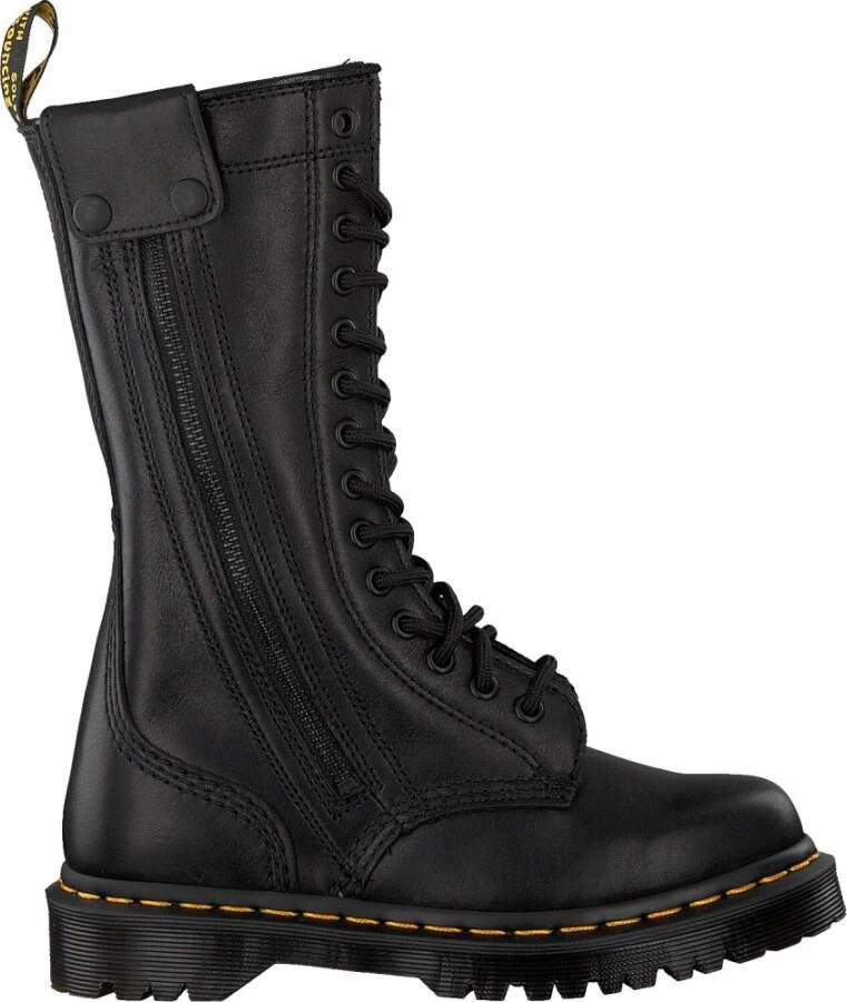 Dr. Martens Zwarte Leren Biker Boots met Diagonale Rits Black Dames