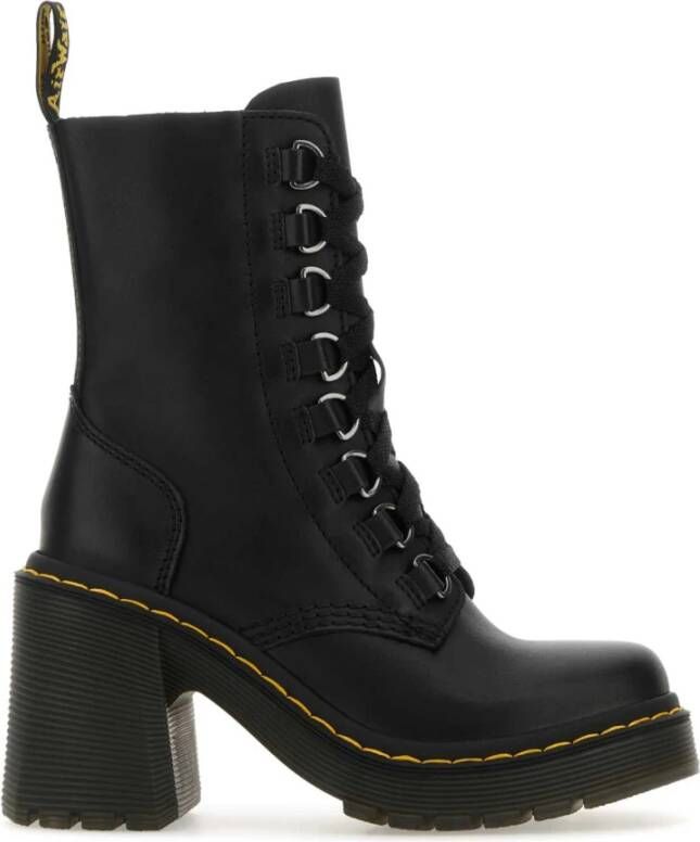 Dr. Martens Zwarte leren enkellaarsjes met 8 cm hak Black Dames