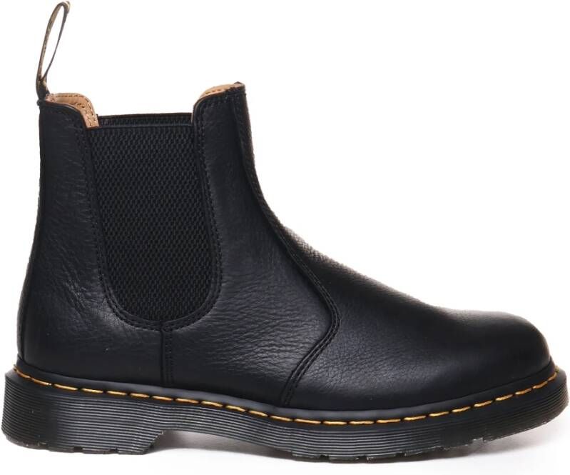 Dr. Martens Zwarte leren enkellaarzen met elastische sluiting Black Heren