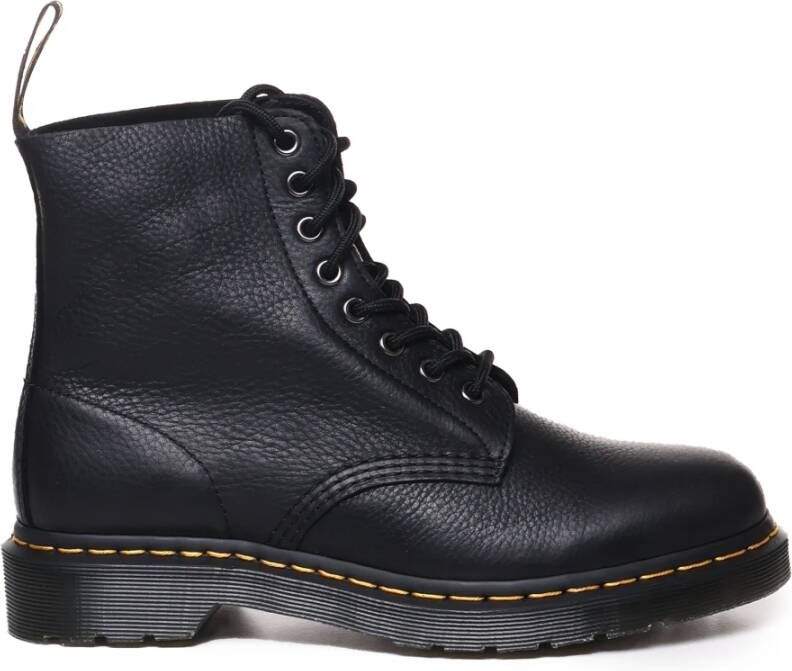 Dr. Martens Zwarte Leren Enkellaarzen met Veters Black Heren