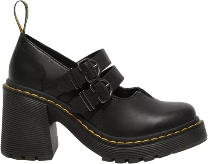 Dr. Martens Zwarte leren Mary Jane schoenen met hak Black Dames