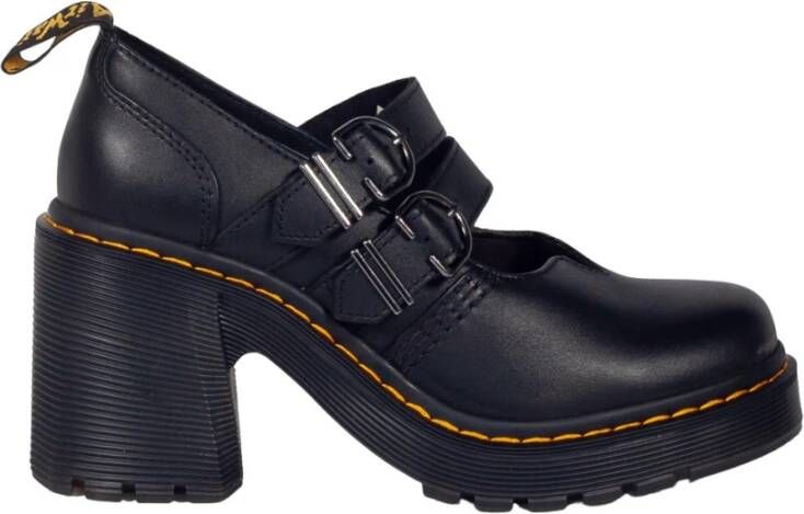 Dr. Martens Zwarte leren Mary Jane schoenen met hak Black Dames