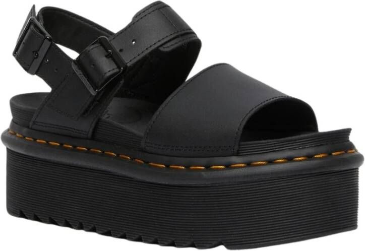 Dr. Martens Zwarte Leren Plateau Sandalen Black Dames