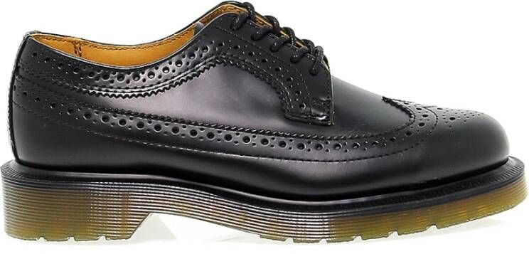 Dr. Martens Zwarte leren platte schoen voor vrouwen Black Dames