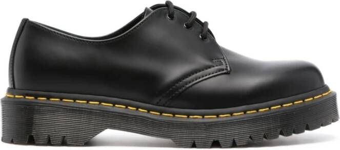 Dr. Martens Zwarte leren platte schoenen met lug zool Black Heren