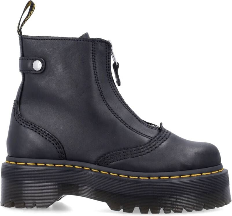 Dr. Martens Zwarte platformlaarzen met gele stiksels Black Dames