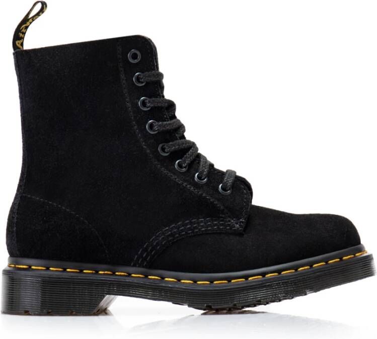 Dr. Martens Zwarte Suède Platform Veterschoenen Black Dames